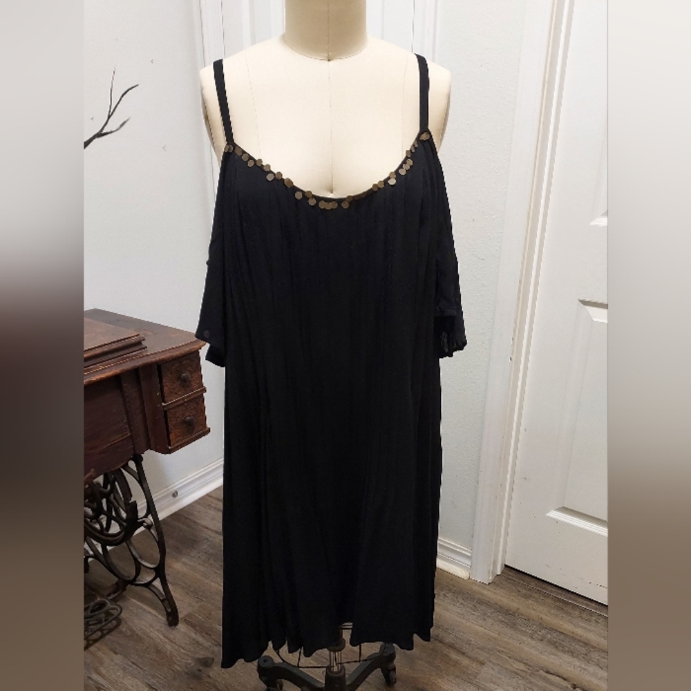 Torrid Black Midi Dress Cold Shoulder 3x